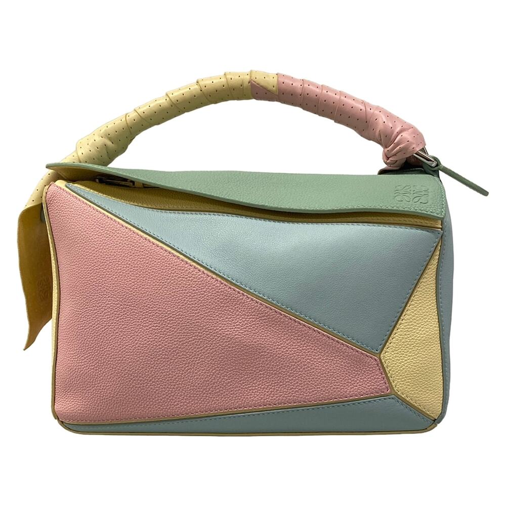 Loewe Puzzle Handbag Light Pink Light Blue Multi